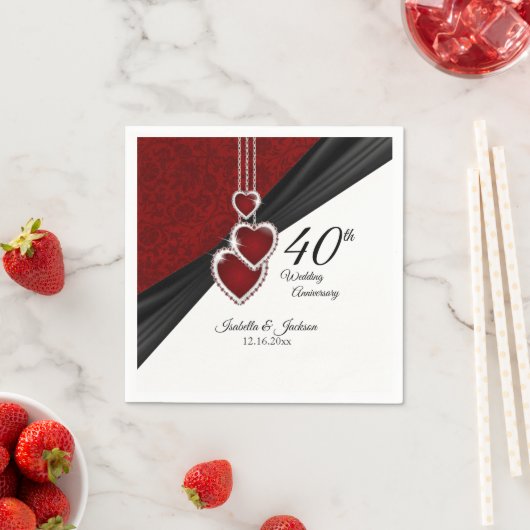 40. Ruby-Hochzeitstag Serviette (Beispiel)