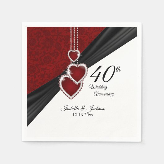 40. Ruby-Hochzeitstag Serviette (Vorderseite)