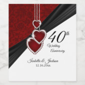 40. Ruby-Hochzeitstag Weinetikett (Einzelnes Label)