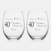 40. Ruby-Hochzeitstag Weinglas Ohne Stiel (Vorderseite)