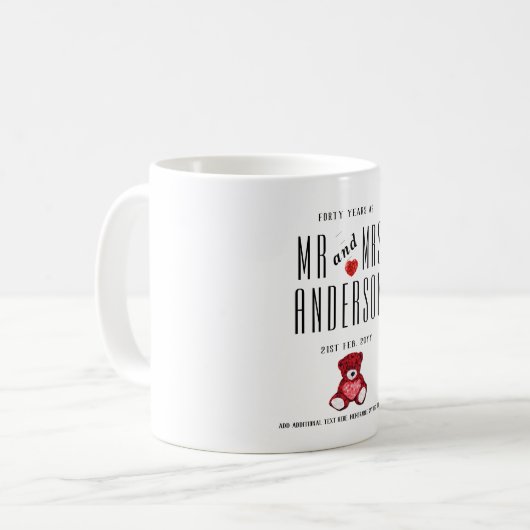 40. RUBY-Hochzeitstipendium Personalisiert Kaffeetasse (Vorderseite Links)