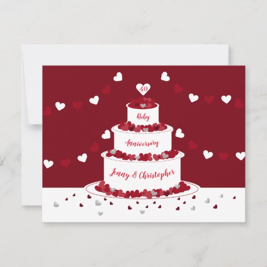 40. Ruby-Hochzeitstorte Einladung (Vorderseite)