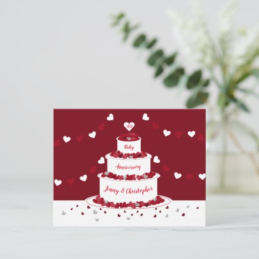 40. Ruby-Hochzeitstorte Einladung (Stehend Vorderseite)