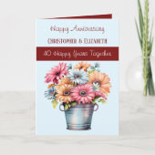 40. Ruby-Jubiläum Blume bordeauxblau Karte (Vorderseite)