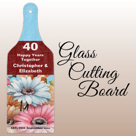 40. Ruby-Jubiläum Blumenblau Schneidebrett