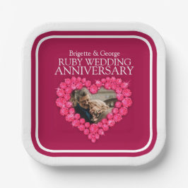40. Ruby Jubiläum Foto roter Herzplatz Pappteller