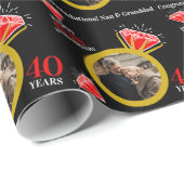 40. Ruby-Jubiläum Goldring Foto Zollschwarz Geschenkpapier (Rolleneckpunkt)