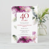 40. Ruby Jubiläum Hochzeit Foto Lilies Floral Einladung (Stehend Vorderseite)