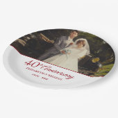 40. Ruby Jubiläum Hochzeitsfeier Foto Elegant Pappteller (Schrägansicht)