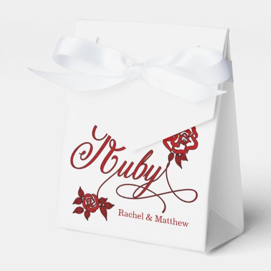 40. Ruby-Jubiläum mit Datum und Initialen Geschenkschachtel (Vorderseite)