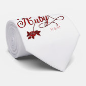 40. Ruby-Jubiläum mit Datum und Initialen Krawatte (Gerollt)