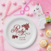 40. Ruby-Jubiläum mit Datum und Initialen Pappteller (Party)