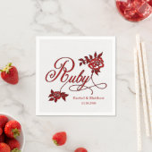 40. Ruby-Jubiläum mit Datum und Initialen Serviette (Beispiel)