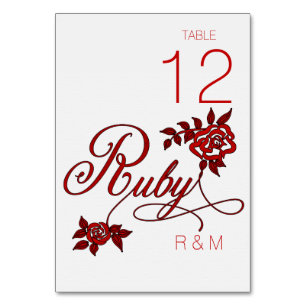 40. Ruby-Jubiläum mit Initials Tischnummer