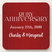 40. Ruby-Jubiläum mit Namen und Jahr Untersetzer (Vorderseite)