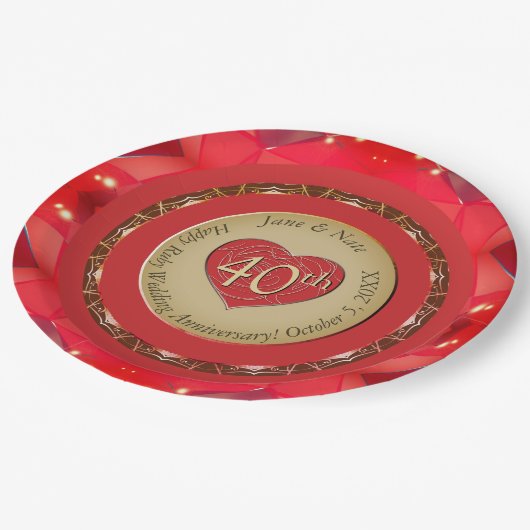 40. Ruby-Jubiläum Pappteller (Schrägansicht)