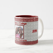 40. Ruby Jubiläum Rot und Silberner Damast Foto Zweifarbige Tasse (VorderseiteRechts)