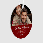 40. Ruby Jubiläum Rotes und Weißes Foto Ornament (Vorderseite)