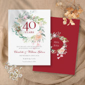 40. Ruby Jubiläum Save the Date Rose Garland Postkarte
