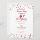 40. Ruby Jubiläum Überraschung Party Confetti Einladung (Vorderseite)