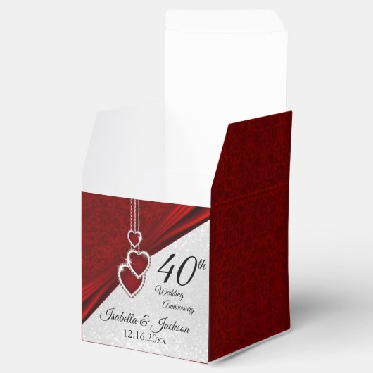 40. Ruby Red and White Glitzer Jubiläum Geschenkschachtel (Geöffnet)