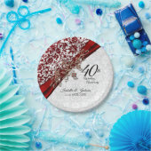 40. Ruby Red and White Wedding Jubiläum Pappteller (Party)