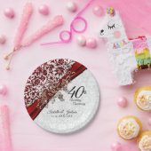 40. Ruby Red and White Wedding Jubiläum Pappteller (Party)