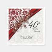 40. Ruby Red and White Wedding Jubiläum Serviette (Vorderseite)