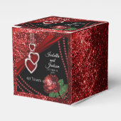 40. Ruby Red Glitzer and Rose Jubiläum Geschenkschachtel (Vorderseite)