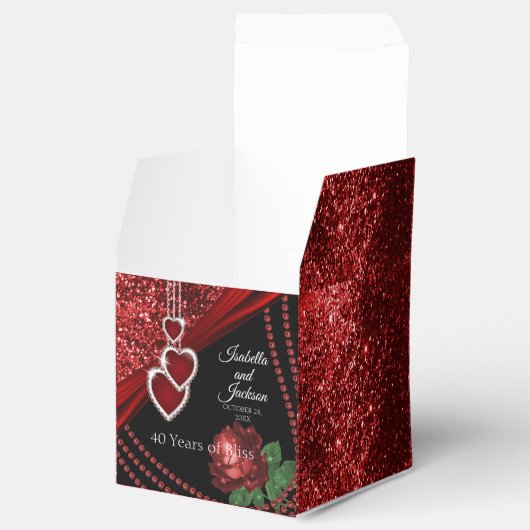 40. Ruby Red Glitzer and Rose Jubiläum Geschenkschachtel (Geöffnet)