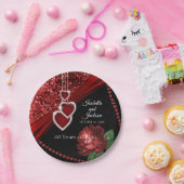 40. Ruby Red Glitzer and Rose Jubiläum Pappteller (Party)