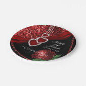 40. Ruby Red Glitzer and Rose Jubiläum Pappteller (Schrägansicht)