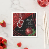 40. Ruby Red Glitzer and Rose Jubiläum Serviette (Beispiel)