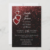 40. Ruby Red Glitzer Jubiläum Einladung (Vorderseite)
