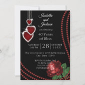 40. Ruby Rote Rose Jubiläum Einladung (Vorderseite)