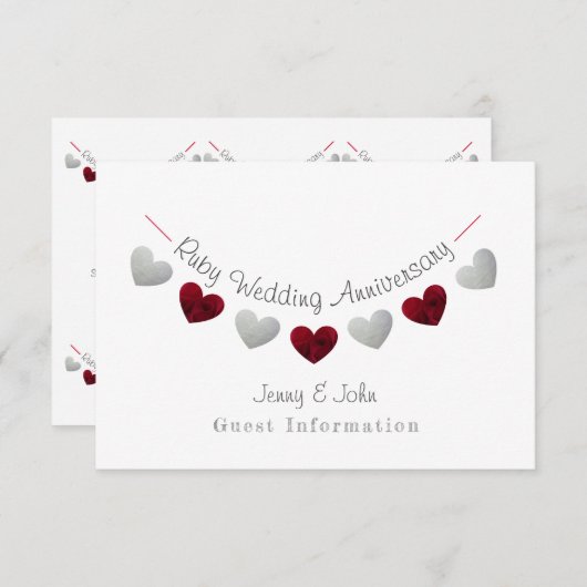 40. ruby & silber Hochzeitstag bunting Begleitkarte (Vorne/Hinten)