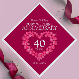 40. Ruby Wedding 40 Jahre Herzlicher individuelle  Serviette