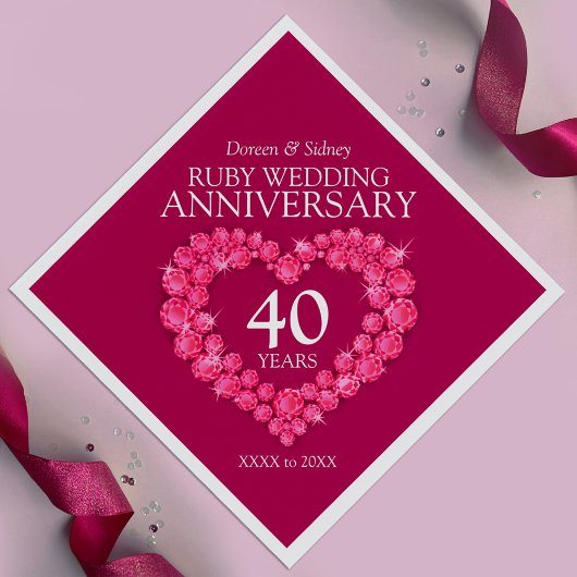 40. Ruby Wedding 40 Jahre Herzlicher individuelle  Serviette