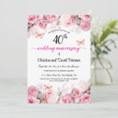40. Ruby Wedding Anniversary Blush Rose Einladung (Stehend Vorderseite)