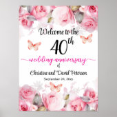 40. Ruby Wedding Anniversary Blush Rose Willkommen Poster (Vorne)