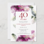 40. Ruby Wedding Anniversary Chic Lilies Floral Einladung (Vorderseite)