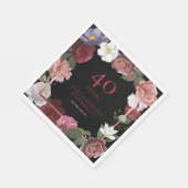 40. Ruby Wedding Anniversary Chic Rose Floral Serviette (Ecke)
