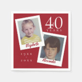 40. Ruby Wedding Anniversary Child Fotos Serviette (Vorderseite)