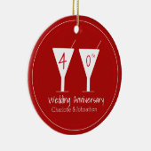 40. Ruby Wedding Anniversary Cocktail Design Keramik Ornament (Rechts)