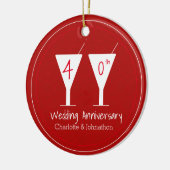 40. Ruby Wedding Anniversary Cocktail Design Keramik Ornament (Links)