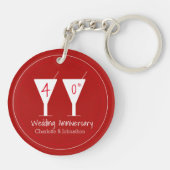 40. Ruby Wedding Anniversary Cocktail Design Schlüsselanhänger (Rückseite)