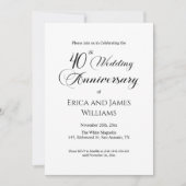 40. Ruby Wedding Anniversary Elegantes Skript Einladung (Vorderseite)