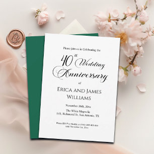 40. Ruby Wedding Anniversary Elegantes Skript Einladung