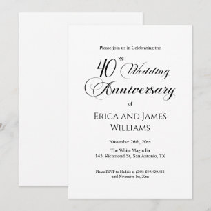 40. Ruby Wedding Anniversary Elegantes Skript Einladung