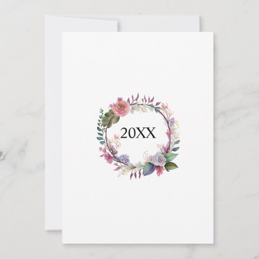 40. Ruby Wedding Anniversary Floral Einladung (Rückseite)